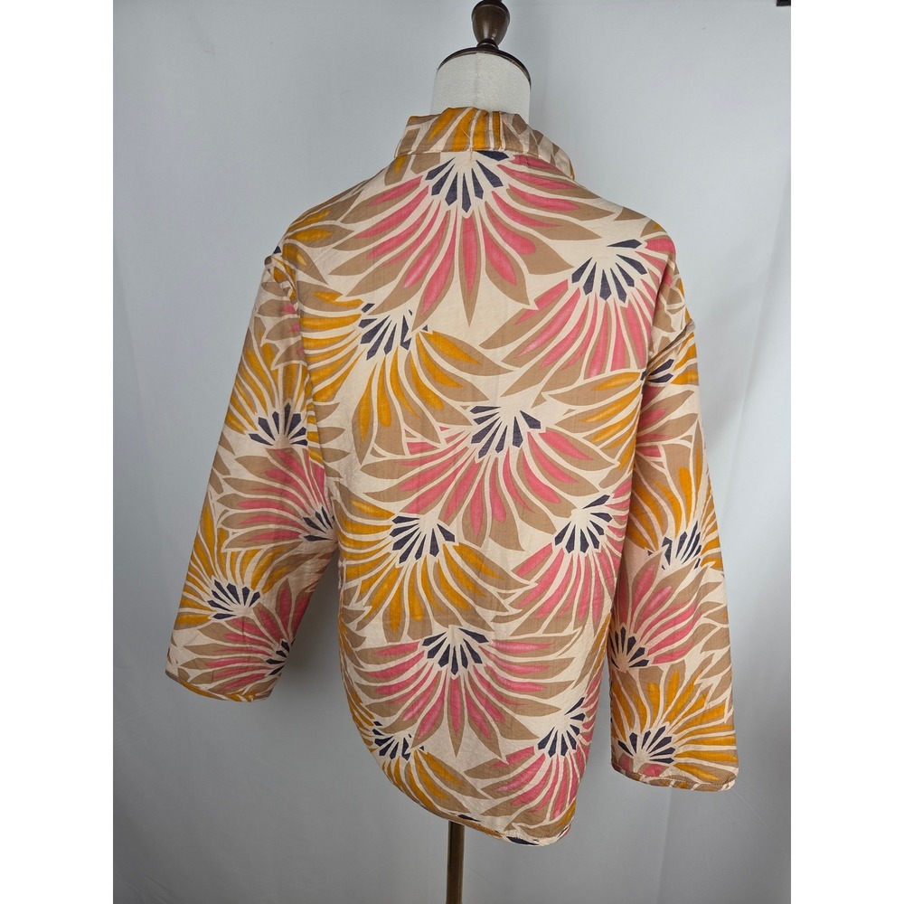 Easy Clothes Mirabelle Jacket S/M Multicolor Floral Fan Print Blazer Boho French - Picture 5 of 13
